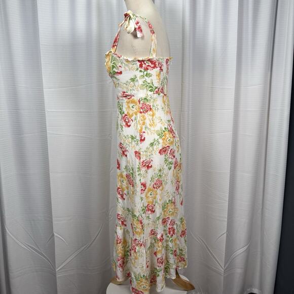 REFORMATION Nikita Floral Georgette Midi Dress Winona Women's Size 6 Bows Ruffle - Picture 3 of 11